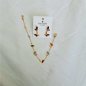 Kate Spade Gold social Butterfly Jewelry Set bracelet earrings